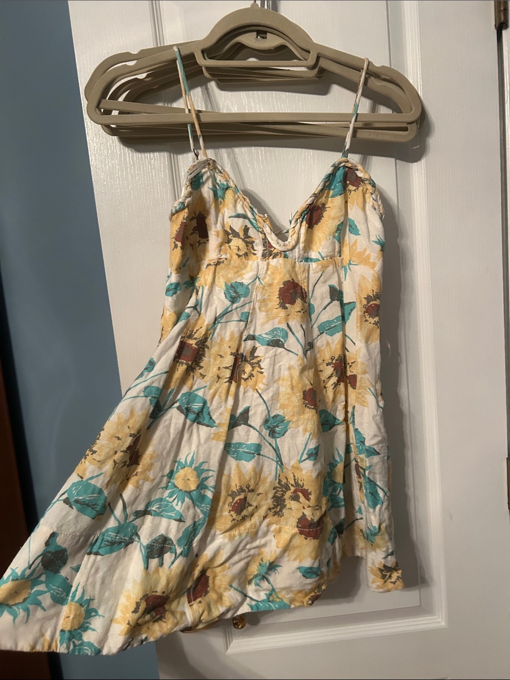 MOVING SALE Floral Sunflower Slip Dress - Yellow & green flower Print